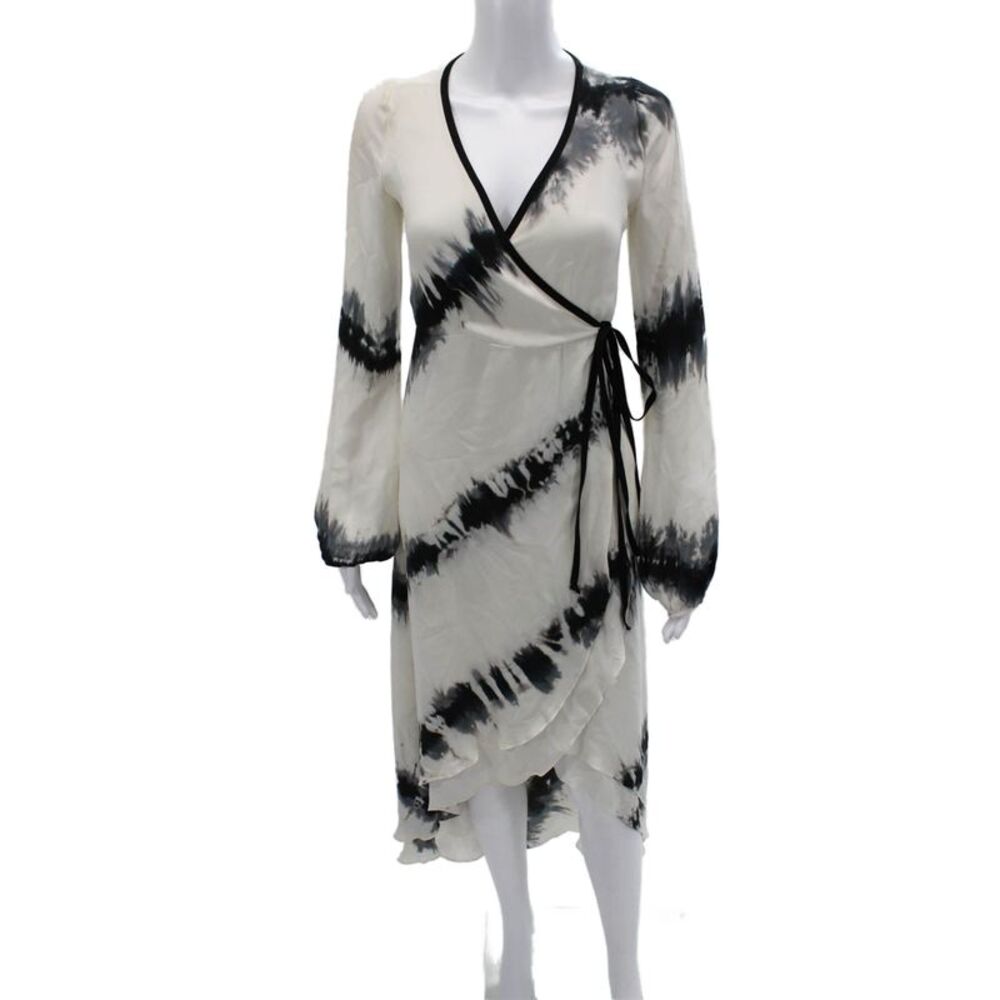 Mijo Women Wrap Maxi Dress Black V Neck Tie Long Sleeve Size P2XL